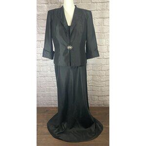 Chadwicks Womens 12 Formal Wear 2-Piece Dress Jacket Black Sequins Lined 9686